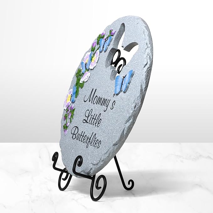 Let's Make Memories Personalized Garden Décor - Custom Garden Stone - Indoor/Outdoor - for Mom or Grandma - for Her - Engraved - Durable Resin - Butterfly Stone-Ruum Studio Home