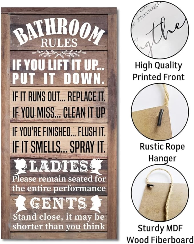 Rustic Bathroom Decor, Western Bathrooms Decors, Funny Bathroom Signs Wall Decor, Country Bathrooms Decors-Ruum Studio Home
