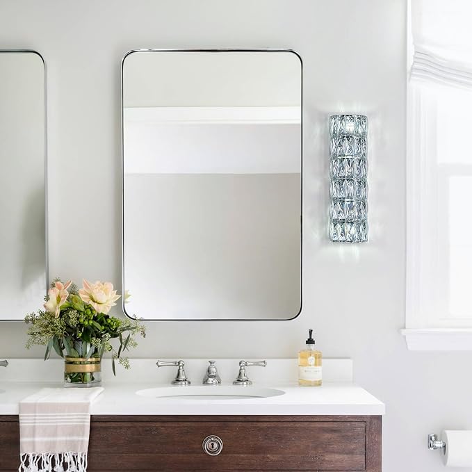 6 Layer Chrome Crystal Wall Sconce, Modern Wall Lamp Light Fixture for Bathroom Vanity, Stairway, Kitchen, Living Room, Bedroom, Hallway-Ruum Studio Home