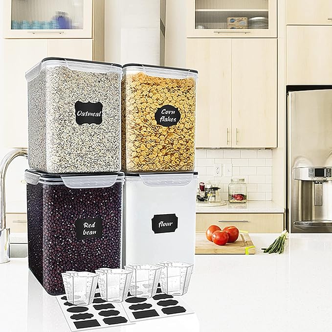 VERONES Large Tall Airtight Food Storage Containers, 10 PACK Plastic Airtight Kitchen & Pantry Organization, Ideal for Flour & Sugar Plastic Canisters with Labels-Ruum Studio Home
