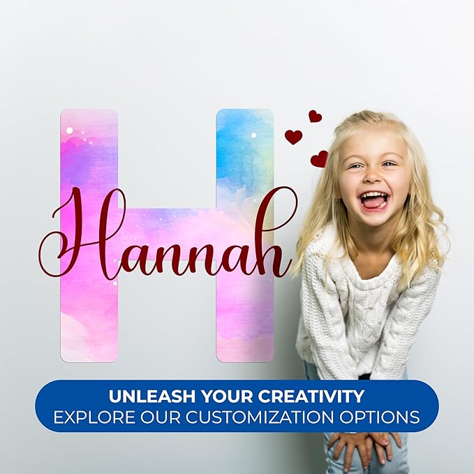 Custom Stickers Name Wall Decor I Personalized Name Sign for Room Decor | Multiple Custom Name & Initial I Decal for Baby Girl Nursery Decor I Nursery Wall Decal for Baby (A. Pink and Blue Sky)-Ruum Studio Home