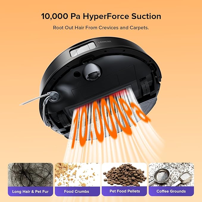 roborock Q10 S5+ Robot Vacuum and Mop with Self-Emptying, 10,000Pa Suction, Upgraded from Q8 max+, Obstacle Avoidance, Sonic Mopping, Dual Anti-Tangle Design, Auto Mop Lifting, Ideal for Pet Hair-Ruum Studio Home