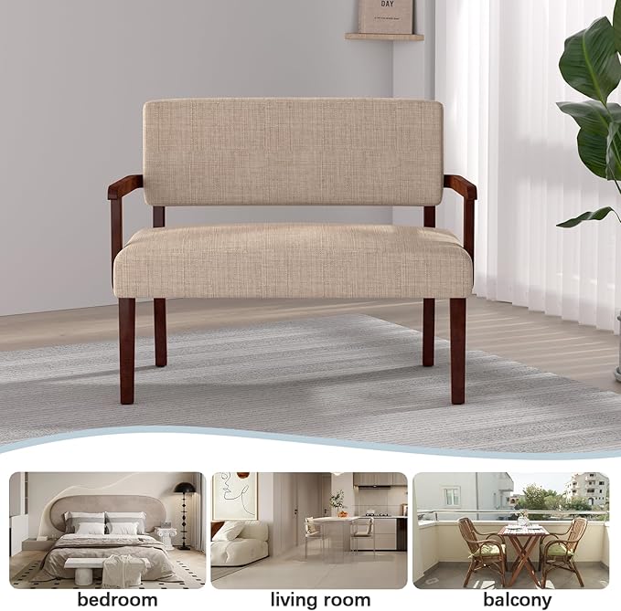 Accent Chair 2 Seat, Arm Chairs with Soft Seat and Armrests for Living Room, Love seat for Dining, Reading, and Waiting Rooms (Beige)-Ruum Studio Home