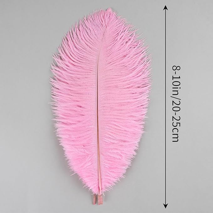 THARAHT Pink Ostrich Feathers 24pcs Natural Bulk 8-10Inch 20cm-25cm for Crafts Wedding Party Centerpieces Flower Arrangement Easter Gatsby and Home Decoration Feathers-Ruum Studio Home