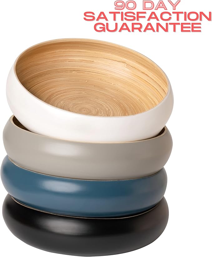 Fruit Bowl For Kitchen Counter, Decorative Bowl, Large Serving Bowl Or Fruit Basket For Kitchen Spun Bamboo (Blue)-Ruum Studio Home
