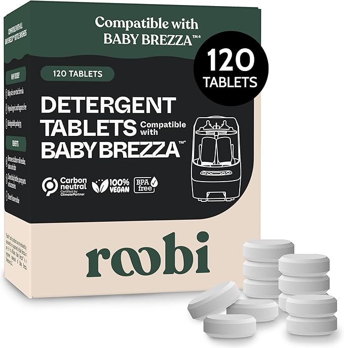 Roobi Detergent Tablets Compatible with Baby Brezza Bottle Washer Pro. Removes Milk Residue & Odor, Hypoallergenic Carbon Neutral Formula. 120 Count.-Ruum Studio Home