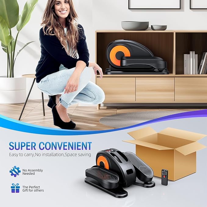 Under Desk Elliptical Machine, Quiet & Portable Seated Pedal Exerciser with 12 Adjustable Speeds & Remote Control, Low-Impact Electric Ellipse Leg Exerciser for Cardio & Strength-Ruum Studio Home