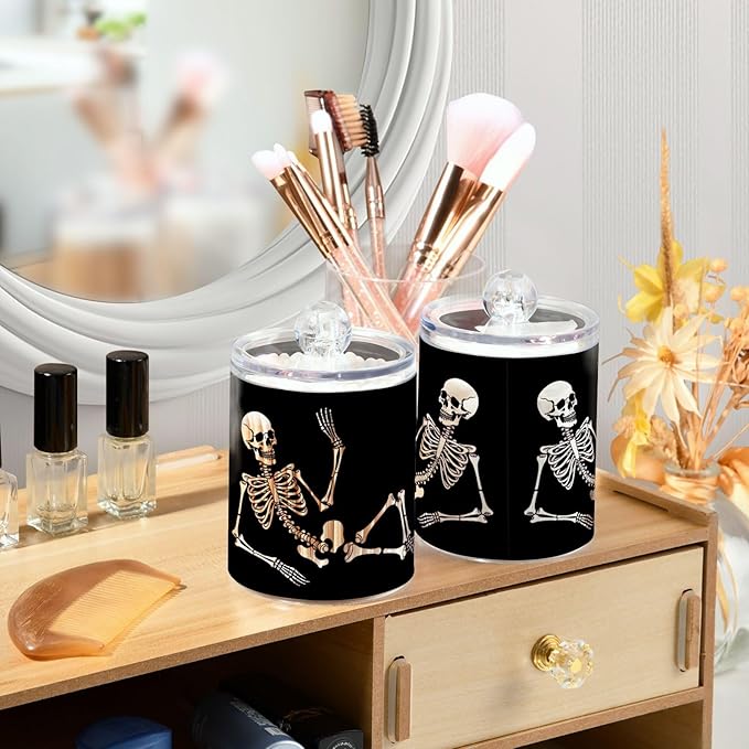 Halloween Skull 2PC Airtight Transparent Glass Storage Jar, Food Storage Container Glass, Can Store Candy, Salt, Coffee Beans, With lid, Easy To Use…-Ruum Studio Home