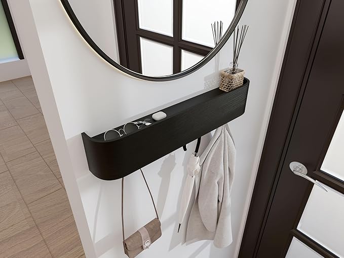 OLEEK Wall Coat Rack with Shelf - Wall Shelf with Hooks - entryway Hooks - Modern Coat Rack - Wooden Mount for Home Decor - Jacket Hanger - Coat Hanger Wall Mount-Ruum Studio Home