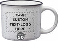 DISCOUNT PROMOS Custom Ceramic Campfire Coffee Mugs 13 oz. Set of 50, Personalized Bulk Pack - Perfect for Tea, Espresso, Cappuccino, Hot Cocoa - White-Ruum Studio Home