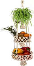 Pony River Hanging Fruit Basket, 3 Tier Cotton Macrame Produce Basket for Kitchen, Indoor Planter Hangers.-Ruum Studio Home