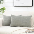 Fancy Homi 2 Packs Grey Long Lumbar Decorative Throw Pillow Covers 12x24 Inch for Couch Bed Sofa, Rustic Farmhouse Boho Home Decor, Soft Striped Corduroy Rectangle Accent Cushion Case 30x60 cm-Ruum Studio Home