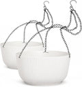 Dexceder 11.2 Inch Self Watering Hanging Planters Indoor Outdoor, Thickened Hanging Basket Flower Plant Pot (2 Pack, White)-Ruum Studio Home