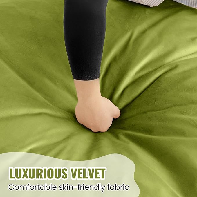 4FT Bean Bag Chair: Bean Bag with Velvet Cover, Fluffy and Comfy Bean Bag Chairs for Adults and Kids, Bean Bag Sofa Filled with High-Density Sponge for Gaming (Mint Green)-Ruum Studio Home