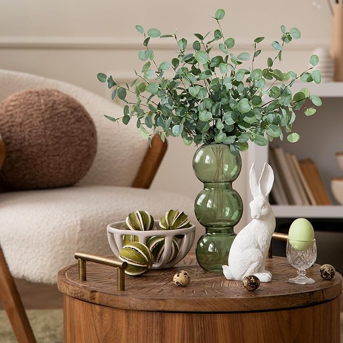 6Pcs Faux Eucalyptus Stems, 27" Artificial Eucalyptus Plants with White Frosted Coating, Fake Eucalyptus Decor Silk Greenery Leaves for Wedding Bouquets Home Decor DIY Floral Arrangements-Ruum Studio Home