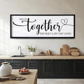 And So Together They Built A Life They Loved Decorative Rustic Sign & Plaque Framed Wall Art for Couples, 40''×15' Vintage 'Wooden Long Wall Decor Above Bed, Horizontal Farmhouse Wedding Gift-Ruum Studio Home