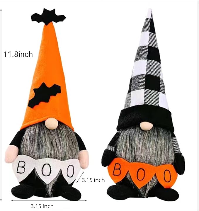 Halloween Gnomes Plush Decor, Witch Scandinavian Tomte Nisse Gnome Swedish Table Decorations, Handmade Plush Elf Dwarf for Home Stuffed Gnomes Gifts for Women, Black-Ruum Studio Home