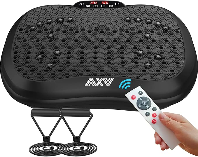 AXV Vibration Plate Exercise Machine Whole Body Workout Portable Mini Vibrate Fitness Platform Lymphatic Drainage Machine for Weight Loss Shaping Toning Wellness Home Gyms Workout (Mini)-Ruum Studio Home