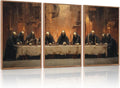 KAIRNE Framed Skeleton Canvas Wall Art,Abstract Retro Skull Pictures Set of 3(16”X24”),Scary Halloween Prints,Horror Wall Art,Skeleton Last Supper Posters for Living Room Bedroom Ding Room Decoration-Ruum Studio Home