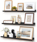 Picture Ledge Wall Shelves - 36 Inch Width Set of 3, Solid Pine Wood Rustic Floating Ledge Shelves for Kids' Room, Bedroom, Kitchen, Bathroom, Living Room, Nursery Display Wall Decor, Black-Ruum Studio Home