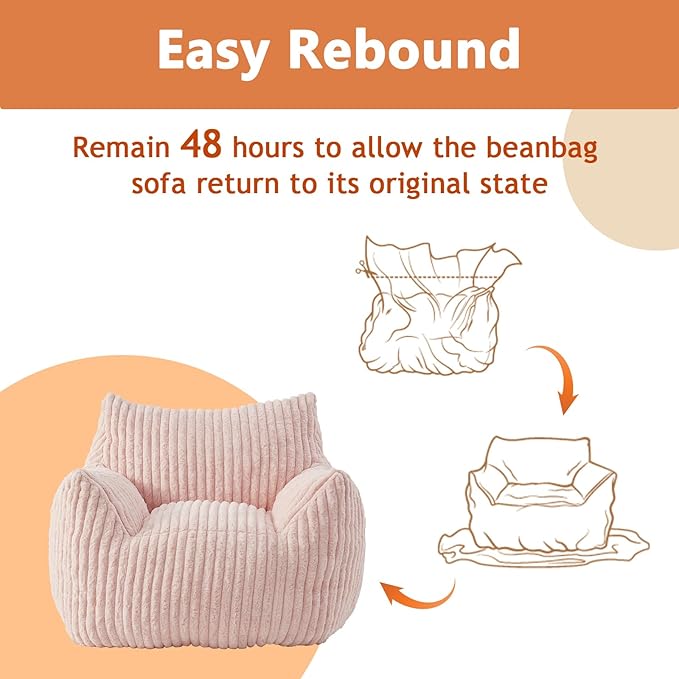 Giant Bean Bag Chairs for Adults with Filling Plush Fluffy Bean Bag Chairs for Teens with Armrests Comfy BeanBag Lazy Couch Sofa Chair for Bedroom Living Room Reading-Ruum Studio Home