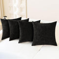 CaliTime Throw Pillow Covers Decorative 18 X 18 Inches Pack of 4 Cozy Chenille Cushion Cases for Couch Sofa Bed Living Room Home Black-Ruum Studio Home