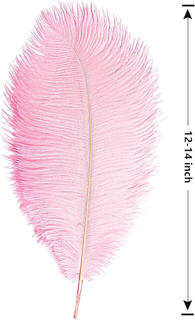 THARAHT 12PCS Ostrich Feathers Natural Bulk 12-14Inch(30-35cm) for Wedding Party Centerpieces Easter Gatsby Flower Arrangement and Home Decorate Ostrich Feathers,Pink-Ruum Studio Home