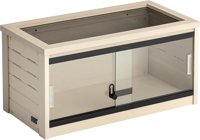 New Age Pet ECOFLEX 24-Inch Mojave Reptile Lounge in Maple - Durable Wood Plastic Composite Habitat with Ventilated Side Panels, Removable Sliding Glass Doors, and Mesh Screen Top-Ruum Studio Home