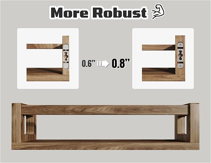 Upgraded Thick Floating Shelves - Multi-Use Wall-Mounted Bookshelves for Kids and Nursery, Ideal for Books, Toys, Spice Rack, Decor - Walnut Brown-Ruum Studio Home