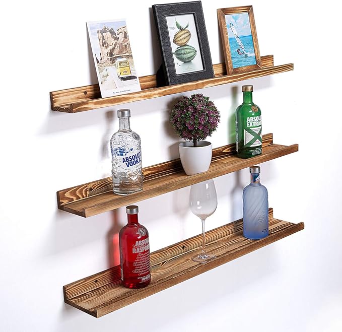 AZSKY Large Floating Shelves 36 Inch Wood Wall Mounted Set of 3 Floating Bookshelf Long Wooden Picture Ledge Shelf for Home Decoration-Ruum Studio Home