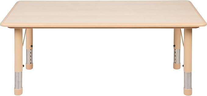 Flash Furniture Wren Adjustable Classroom Activity Table for School and Home, Plastic Activity Table for Kids, 23.625" W x 47.25" L, Natural-Ruum Studio Home