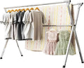 URYAN 63 Inches Clothes Drying Rack, Heavy Duty Stainless Steel Laundry Drying Rack Folding Indoor Outdoor, Portable Drying Rack Clothing, Free-Standing Laundry Stand with 20 Windproof Hooks-Ruum Studio Home