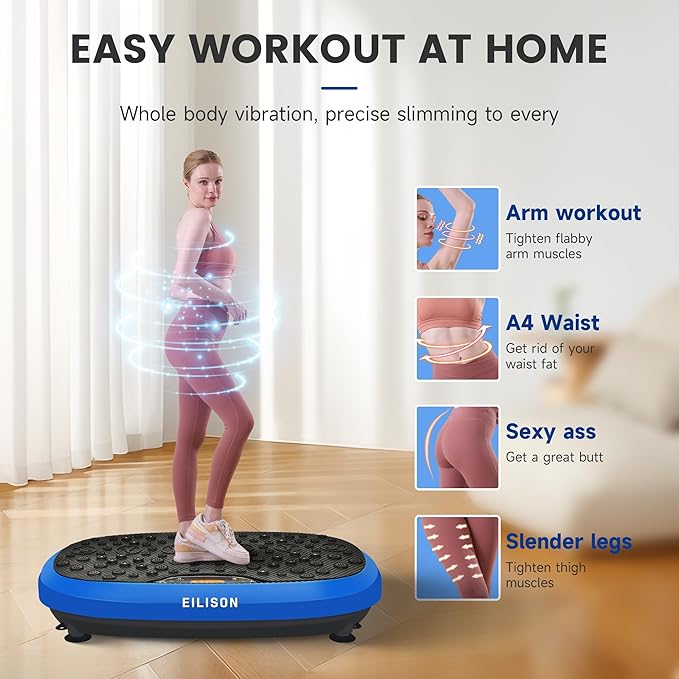 EILISON FitMax 3D XL Vibration Plate Exercise Machine - Whole Body Workout Vibration Platform w/Loop Bands - Lymphatic Drainage Machine for Weight Loss, Shaping, Wellness, Recovery-Ruum Studio Home