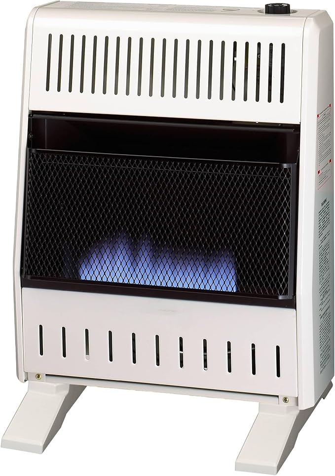 ProCom MN200TBA-B Ventless Natural Gas Blue Flame Space Heater with Thermostat Control for Home and Office Use, 20000 BTU, Heats Up to 950 Sq. Ft., Includes Wall Mount and Base Feet, White-Ruum Studio Home