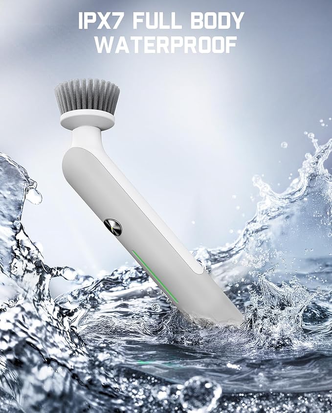 Fanttik G9 Nano Electric Spin Scrubber, Cordless Power Grout Brush, Type-C Fast Charging with LED Power Display, IPX7 Waterproof, 8 Replaceable Heads for Cleaning Grout, Corners, Crevices - White-Ruum Studio Home