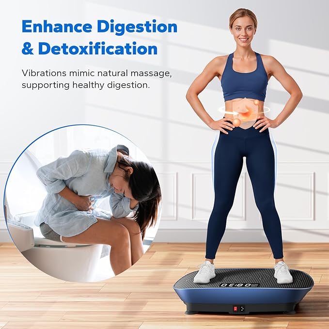 MERACH Slim Vibration Plate Exercise Machine, Vibration Plate for Lymphatic Drainage Weight Loss, Vibrating Plate with Real-Time Calorie Tracking on LED Display, Workout Equipment for Home Women Men-Ruum Studio Home