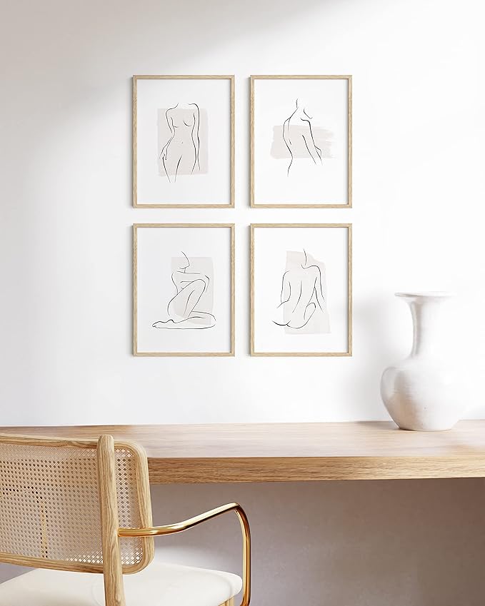 HAUS AND HUES 12x16in Beige Oak Wood 4-Piece Picture Frame Set, Natural Oak Wood Frames, Premium Wood Source, Rustic Modern Style, Set of 4 12x16 Frames-Ruum Studio Home