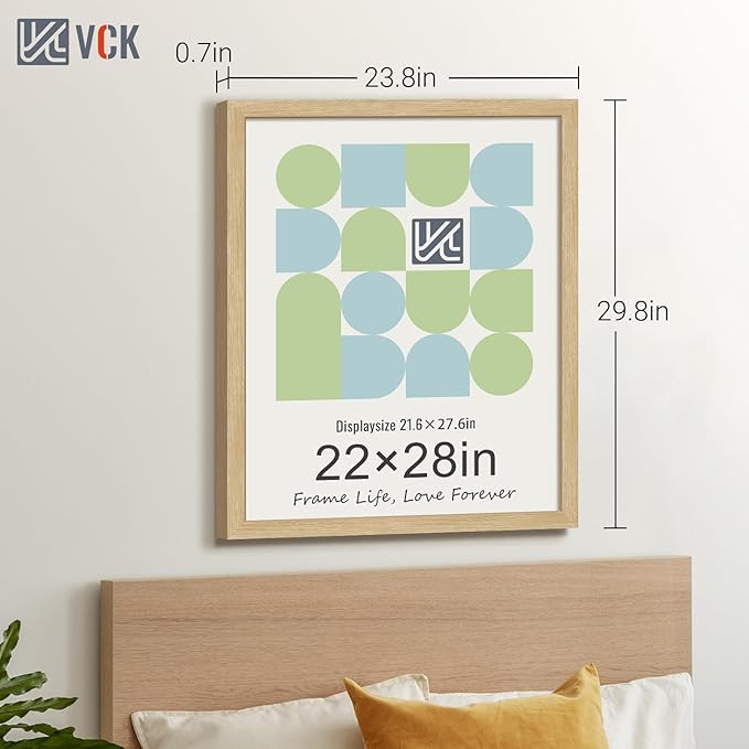 VCK 22x28 Oak Poster Frame 3 Pack, Natural Solid Wood Picture Frames, Wall Mounting Hanging-Ruum Studio Home