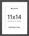 upsimples 11x14 Picture Frame, Natural Solid Wooden Picture Frames, Display 8x10 with Mat or 11 x 14 Without, Vertical or Horizontal Wall Hanging, 1 Pack, Black-Ruum Studio Home
