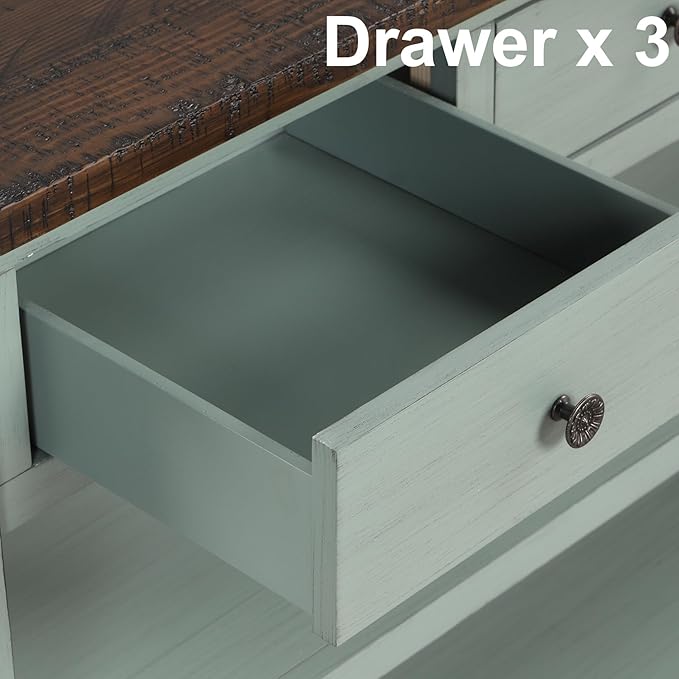 Farmhouse Wood Entryway Console Table 48-Inch Modern Sofa Entry Table with Drawers and Storage Shelves for Entrance Living Room (Green)-Ruum Studio Home