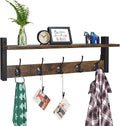 Homode Coat Rack with Wall Mount, 24 Inch Long Entryway Wall Shelf with Hooks, Wood Hanger with Storage Shelf for Bathroom, Hallway, Rustic Brown Black-Ruum Studio Home