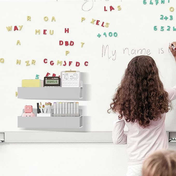 Magnetic Spice Rack Organizer for Fridge Seasoning Organizer for Kitchen Storage With Screw Magnetic Shelf for Oven, RV,Garage,Bathroom (Grey, 4pack)-Ruum Studio Home