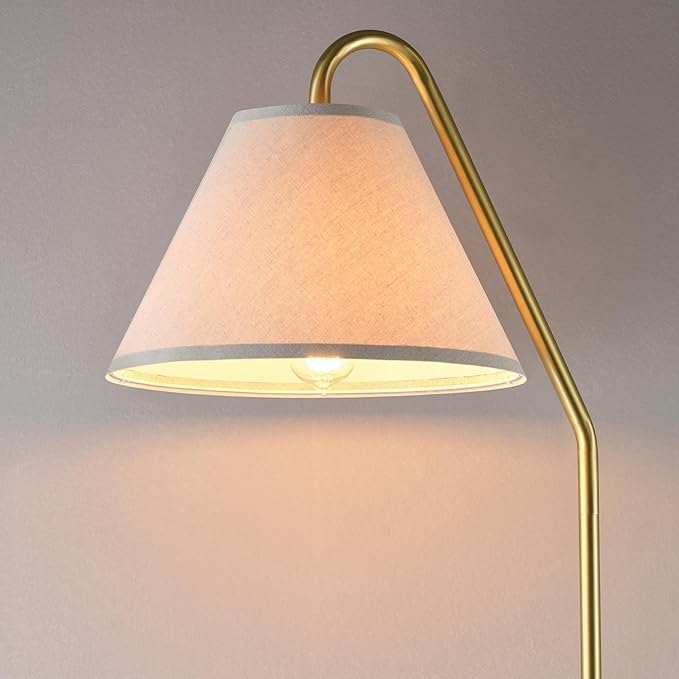 GLOBE Electric 61000147 62" Floor Lamp, Matte Brass, Beige Fabric Shade, On/Off Rotary Switch on Socket, 6-Foot Clear Cord, Reading Light, Bedroom, Living Room, Home Decor-Ruum Studio Home