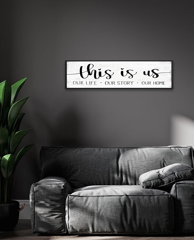 This is Us Sign Wall Decor: Family Wall Signs Rustic Farmhouse Living Room Country House Hanging Framed Wall Plaques,This is Us Our Life Our Story Our Home Quotes Wall Decor 12" x 40"-Ruum Studio Home