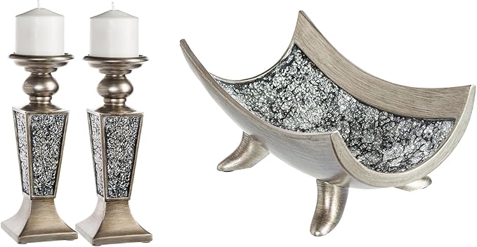 Creative Scents Schonwerk Silver Centerpiece Bowl - Coffee Table Decor - Centerpiece Table Decorations for Dining Room Living Room or Entry Table - Decorative Bowl - Best Wedding/Birthday Gift-Ruum Studio Home