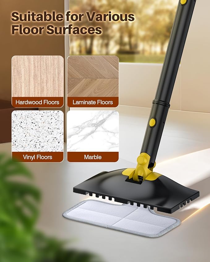 ScrubWiz Steam Mop Pads with Washable and Reusable, 6 Pack Replacement, 2 Material Types Accessories Compatible With Steamer Mop for Cleaning Floors and Carpets, White and Gray-Ruum Studio Home