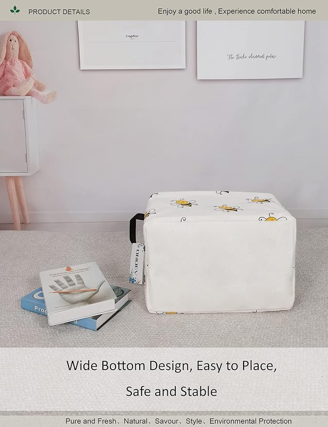 Rectangular Folding Laundry Basket, waterproof Canvas Basket,gift basket,Suitable for children's room,Office,Clothes,Toys Storage(Bee)-Ruum Studio Home