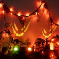 Halloween Horror Atmosphere Lights, Orange&Purple LED String Lights with 9.9FT Creepy Black Gauze, Battery Powered with Timer & 8 Flashing Modes (Orange)-Ruum Studio Home