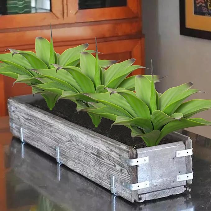 Fake Plants Artificial Agave Plants,Large UV Resistant Fake Agave Planters for Indoor and Outdoor Decorating Tropical Plant Succulents Greenery Indoor Decor13.8 (2Pack, Dark Green)-Ruum Studio Home