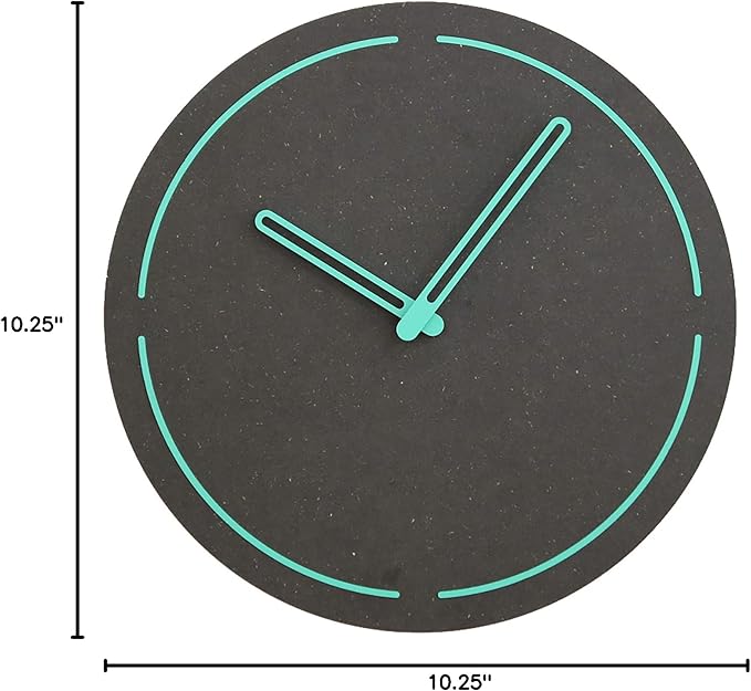 Stephanie Imports Modern Minimalist Dark Concrete Gray Silent Wall Clock (Teal)-Ruum Studio Home